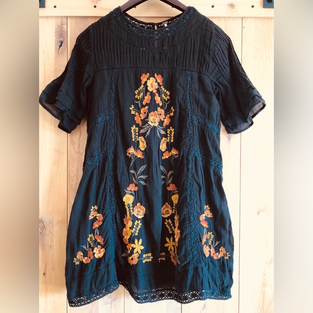 Free People Black Floral Dress Size Small
